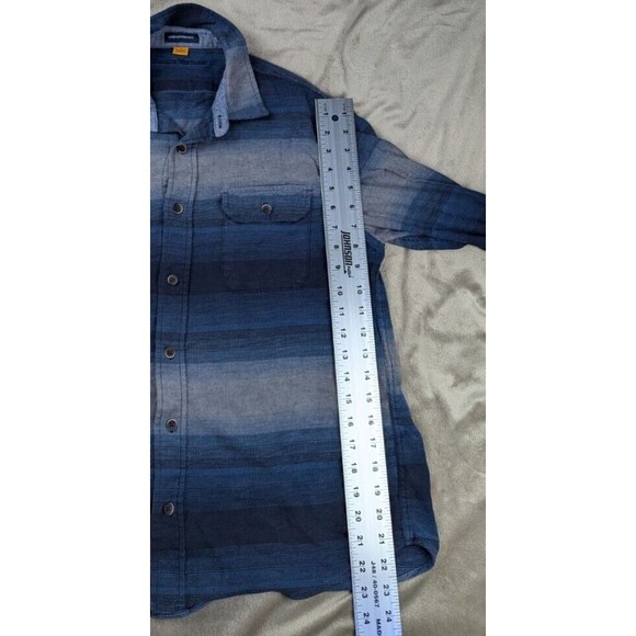 Tailor Vintage Shirt Men's Medium Luxe Performance Flannel Blue Plaid Button Up - Picture 6 of 8
